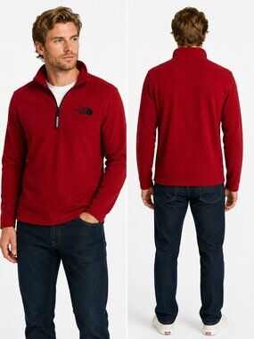 The North Face Vintage Grid Fleece 1/4 Zip Pullover Men’s Red Size M Hiking
